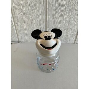 Vintage Mickey Mouse Ceramic Lid Glass Jar Container Candy Cookie Storage Disney